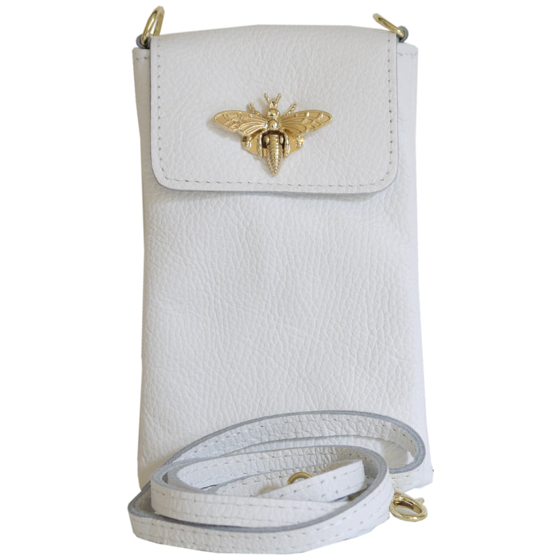 (a1) Your Bag Heaven White Leather Crossbody Shoulder Phone Bag