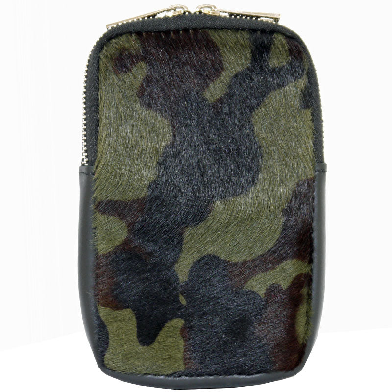 (b) Your Bag Heaven  Green Black Camo Leather Crossbody Shoulder Phone Bag