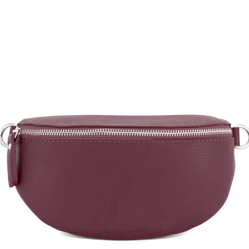 (a1) Your Bag Heaven Burgundy Leather Crossbody Waist Sling Bag