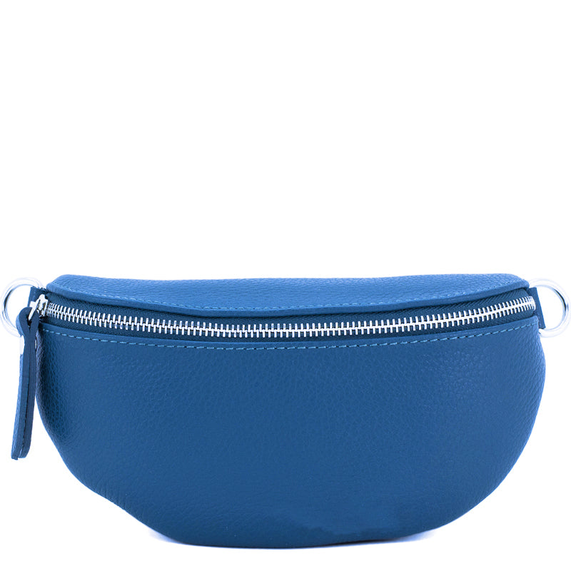 (b7) Your Bag Heaven Med Blue Leather Crossbody Waist Sling Bag