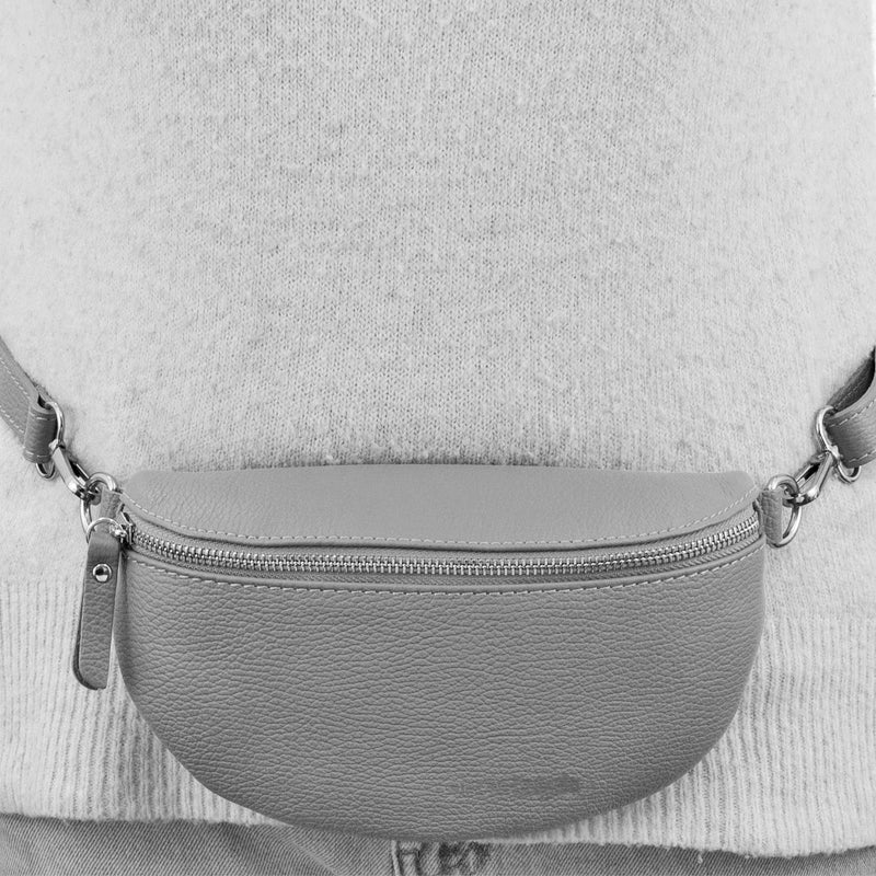 (a1) Your Bag Heaven Dark Grey Leather Crossbody Waist Sling Bag