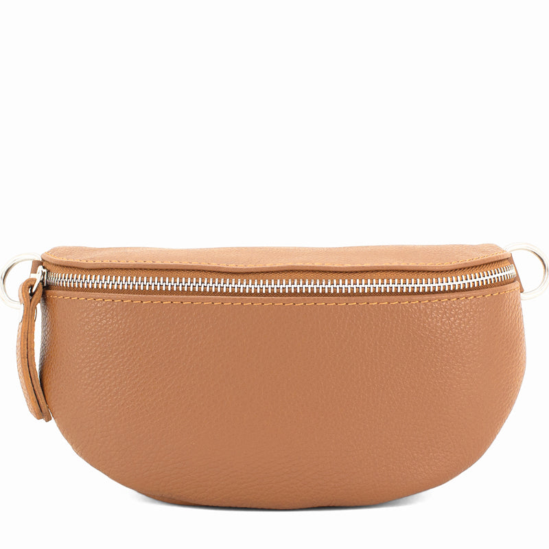 (a1) Your Bag Heaven Tan Leather Crossbody Waist Sling Bag