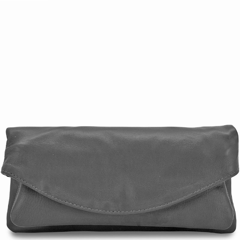 Your Bag Heaven (bc) Dark Grey Soft Leather Clutch Bag Crossbody Shoulder Bag