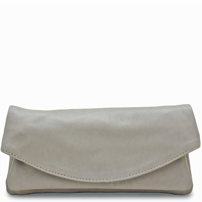 Your Bag Heaven (bc) Light Grey Soft Leather Clutch Bag Crossbody Shoulder Bag