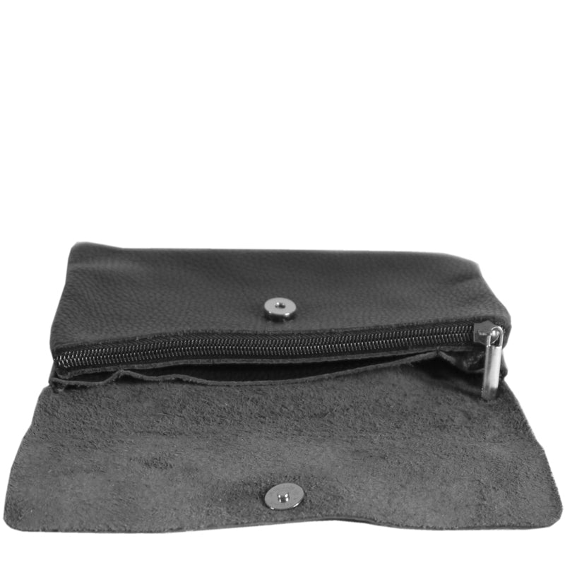 (a1) Your Bag Heaven Black Leather Clutch Crossbody Shoulder Bag
