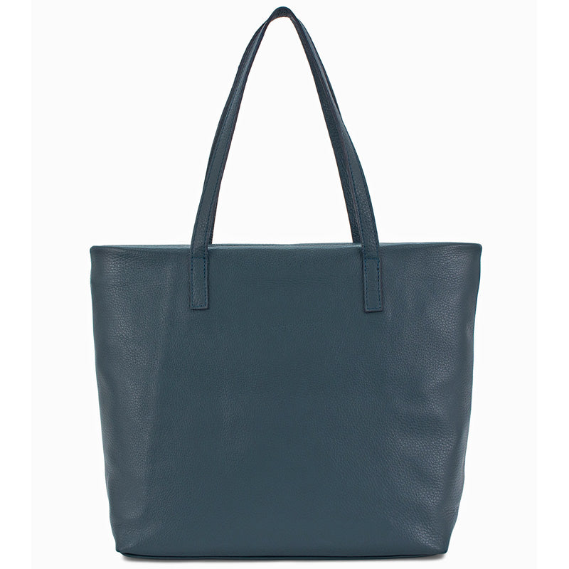 (a3) Your Bag Heaven Navy Blue Leather Shoulder Bag Tote Shopper Bag Work Bag