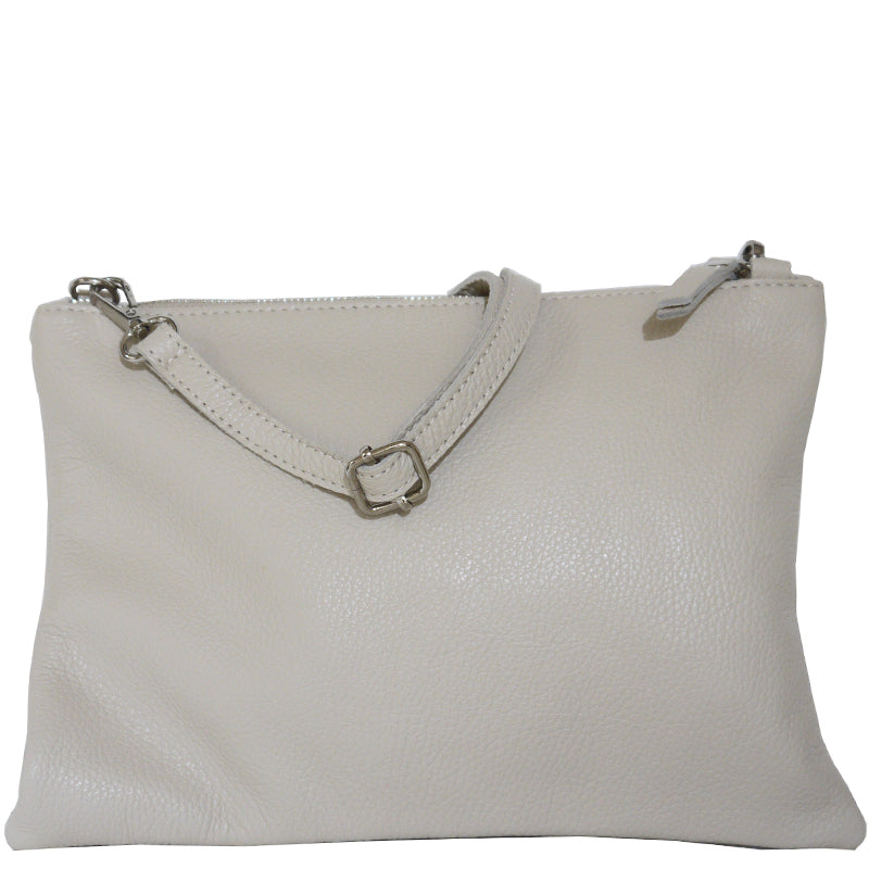 (1a) Your Bag Heaven Cream Leather Clutch Crossbody Shoulder Bag