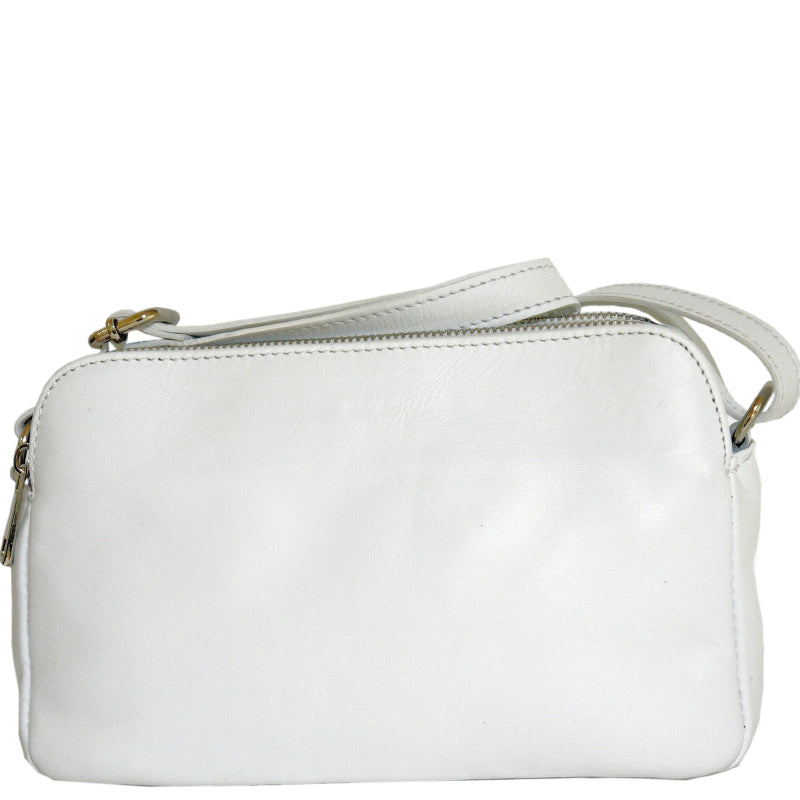 (1a) Your Bag Heaven White Leather Crossbody Shoulder Bag
