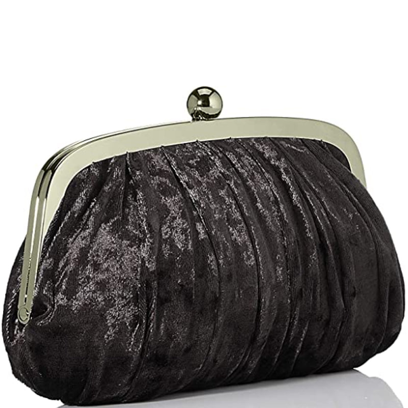 (b) Your Bag Heaven Black Velvet Clutch Bag Evening Bag Shoulder Bag