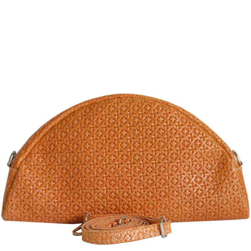 (a1) Your Bag Heaven Wrist Clutch Crossbody Shoulder Bag Orange Leather