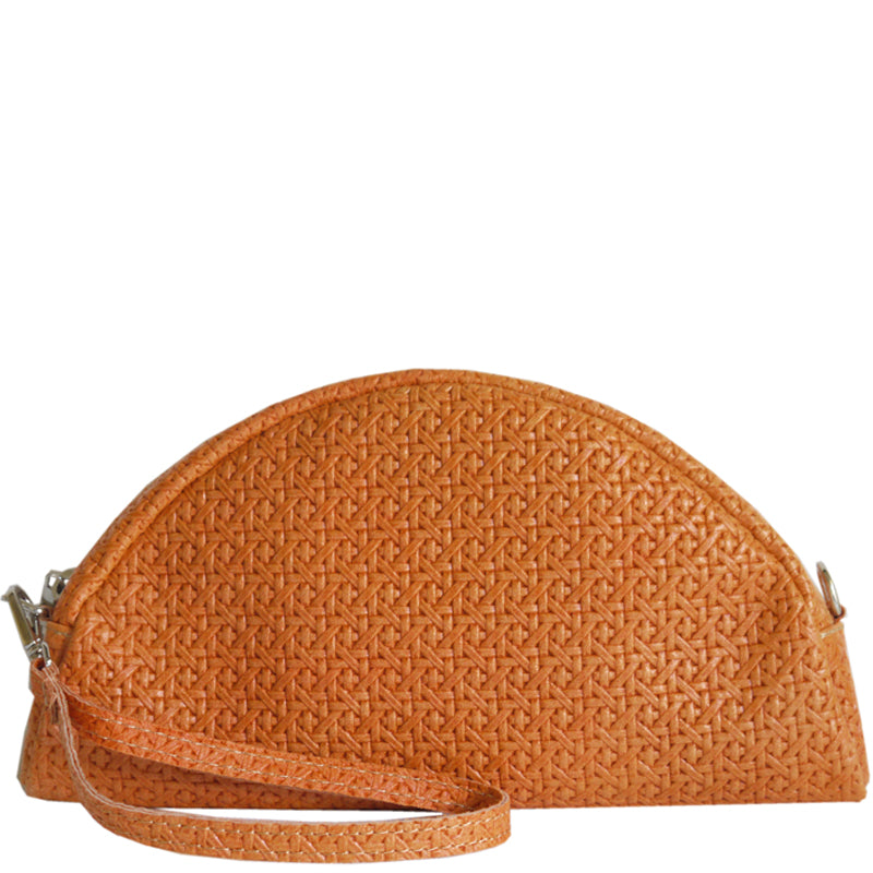 (a2) Your Bag Heaven Wrist Clutch Crossbody Shoulder Bag Orange Leather