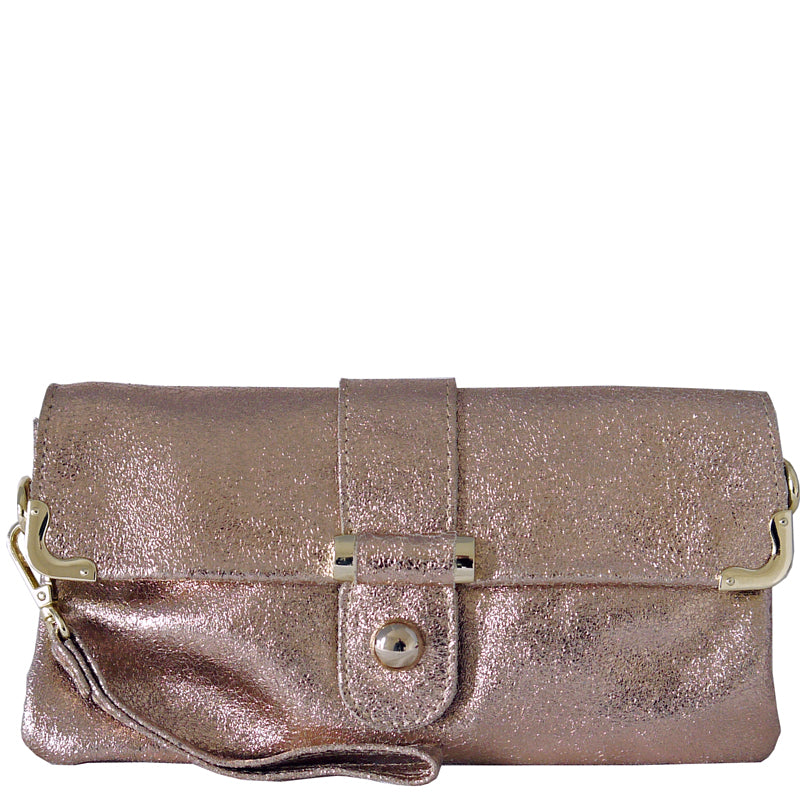 1b) Malissa J Clutch Wrist Crossbody Shoulder Bag Rose Gold