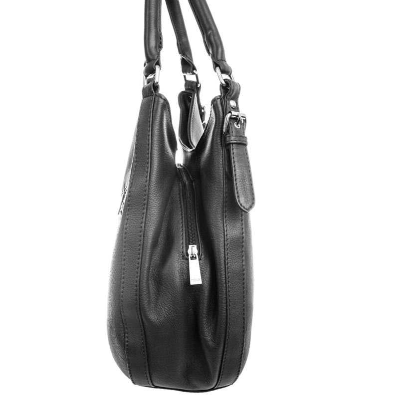 Nova Leathers (a) Black Soft Leather Three Quarter Shoulder Bag
