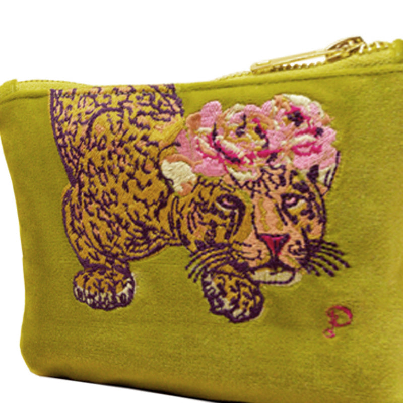Powder Cosmetic Pouch Purse Chartreuse Velvet