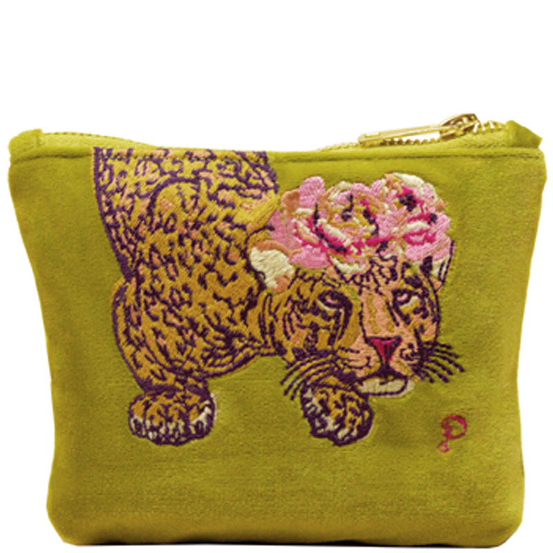 Powder Cosmetic Pouch Purse Chartreuse Velvet