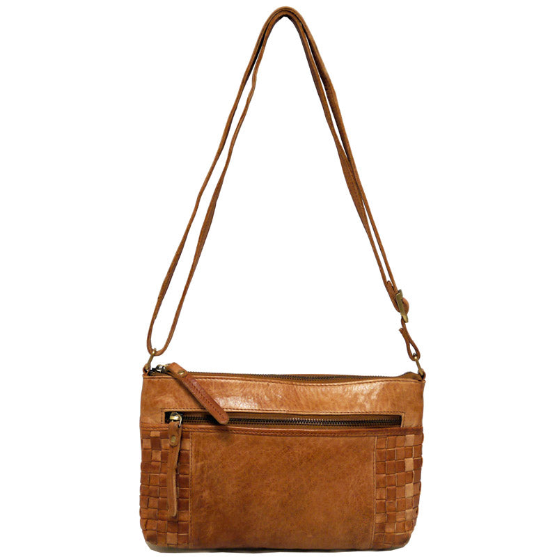 (1a) Mala Tan Leather Crossbody Bag Shoulder Bag