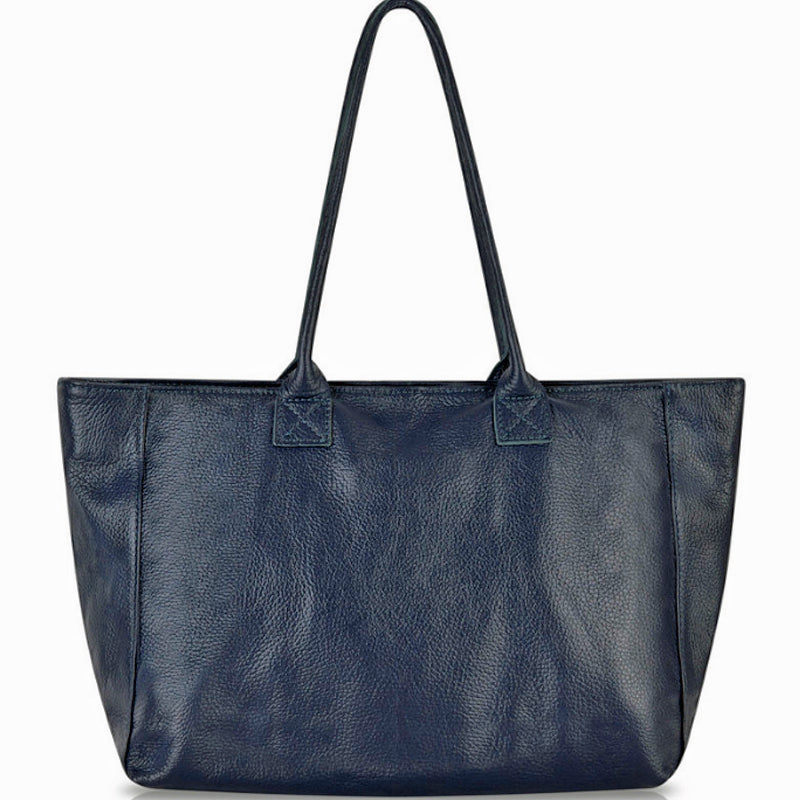 (b3) Your Bag Heaven Navy Blue Soft Leather Large Tote Bag Shopper Bag