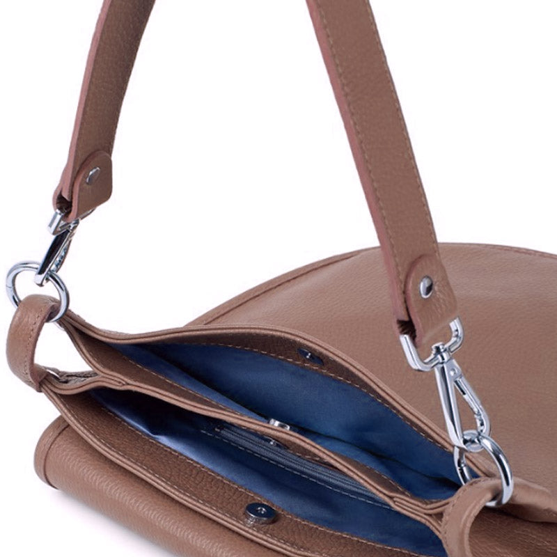 (a)Your Bag Heaven Premium Leather Collection Tan Crossbody Shoulder Bag