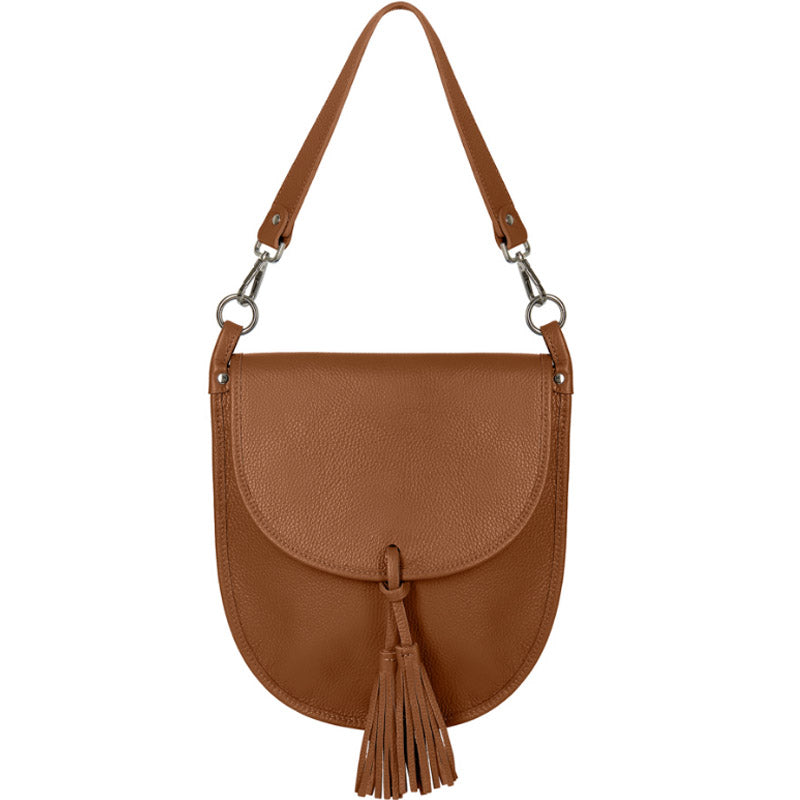 (a)Your Bag Heaven Premium Leather Collection Tan Crossbody Shoulder Bag