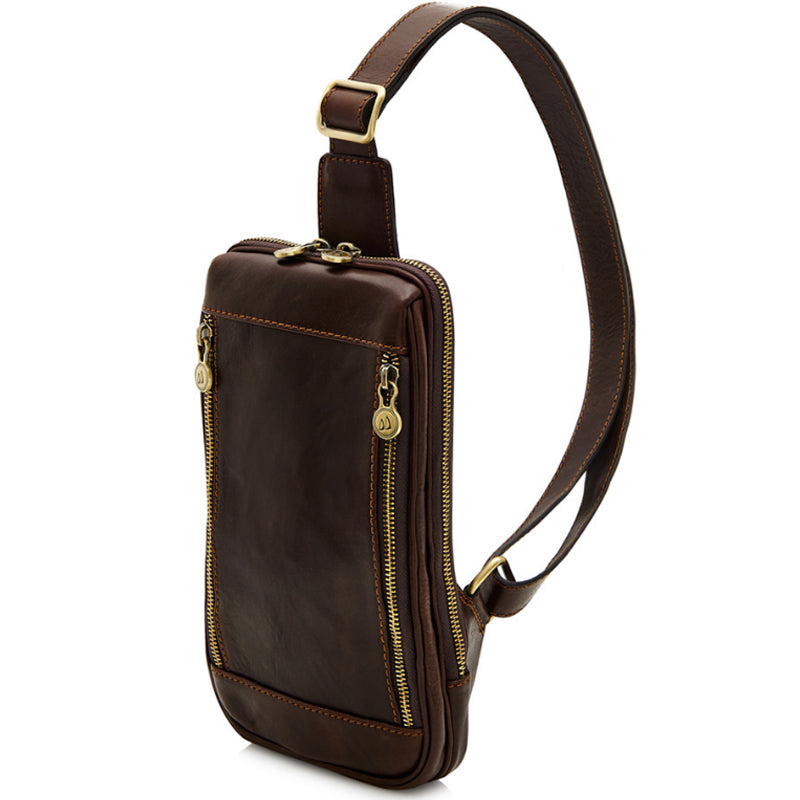 (a)Your Bag Heaven Premium Tan Leather Crossbody Bag Shoulder Bag Chest Bag