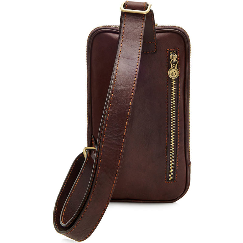 (a)Your Bag Heaven Premium Tan Leather Crossbody Bag Shoulder Bag Chest Bag