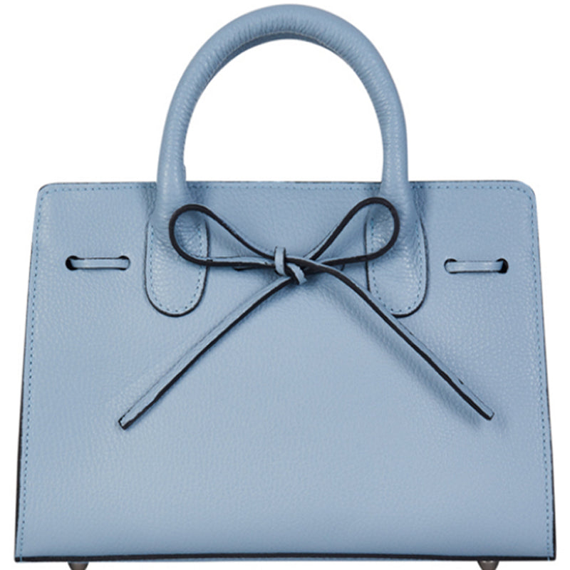 (a) Your Bag Heaven Premium Light Blue Leather Grab Bag Crossbody Shoulder Bag