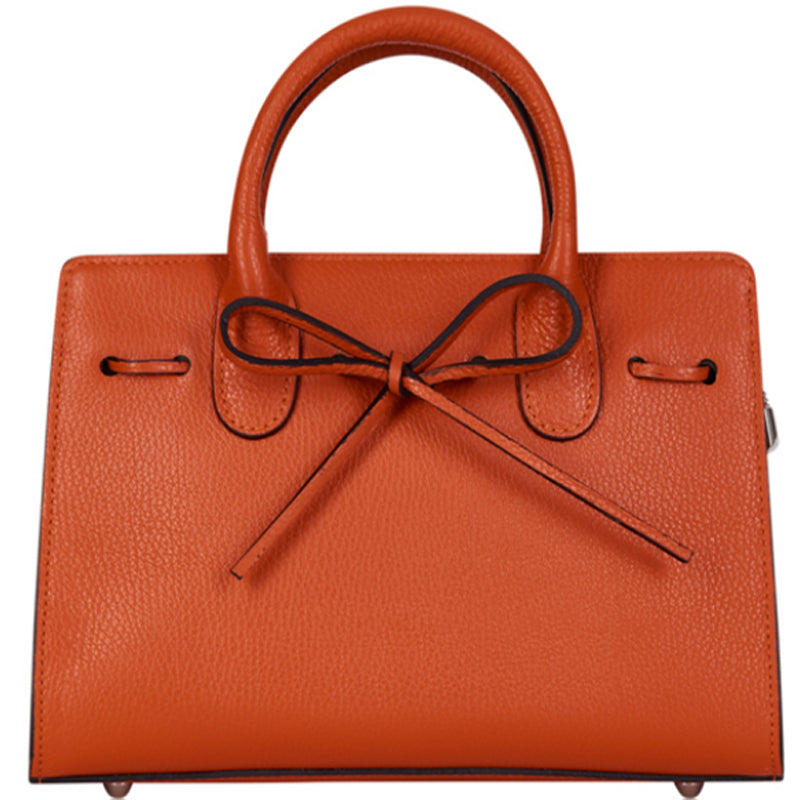 (a) Your Bag Heaven Premium Leather Burnt Orange Grab Bag Crossbody Shoulder Bag