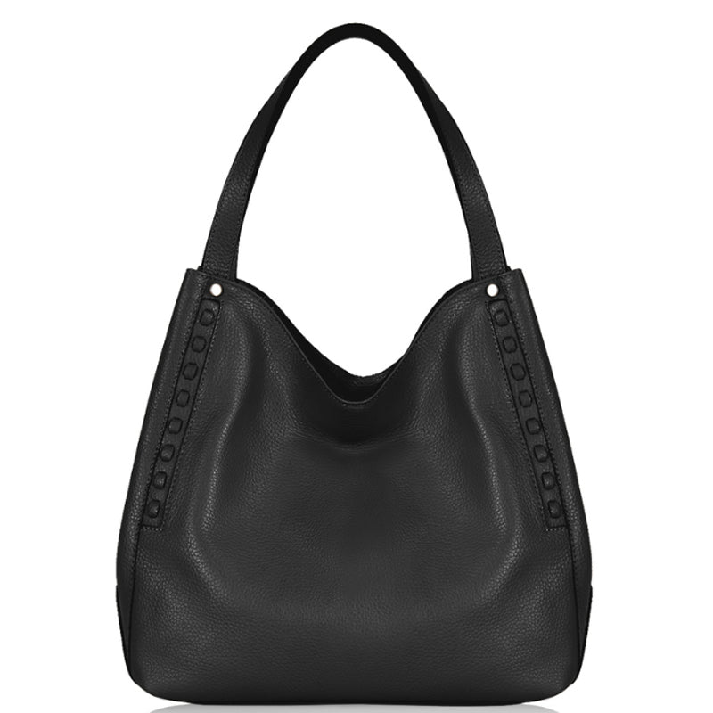 (1a) Your Bag Heaven Premium Leather Black Shoulder Hobo Bag