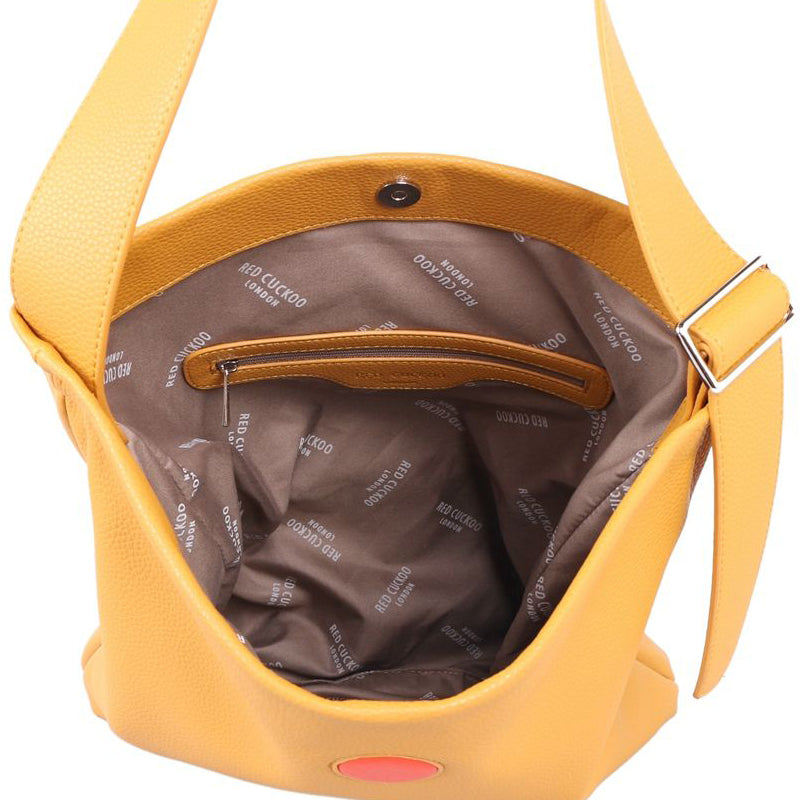 a Red Cuckoo Yellow Vegan Shoulder Tote Shopper Bag