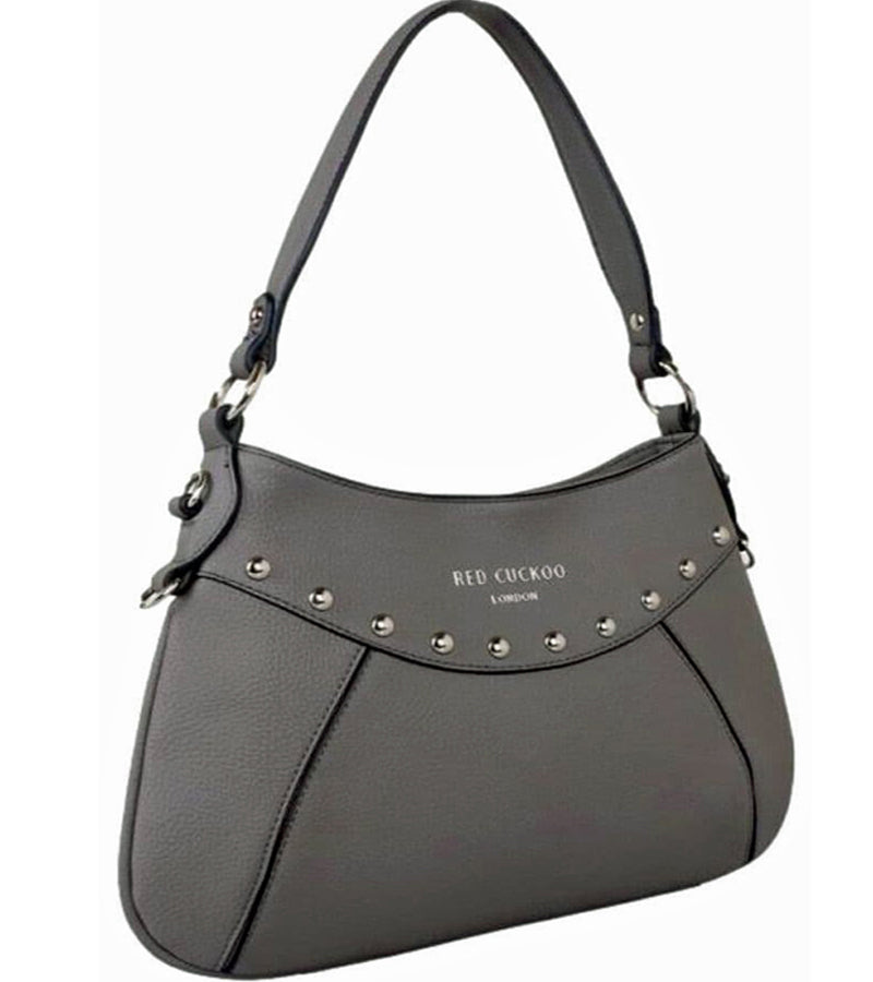 a) Red Cuckoo Grey Vegan Shoulder Hobo Bag – Your Bag Heaven