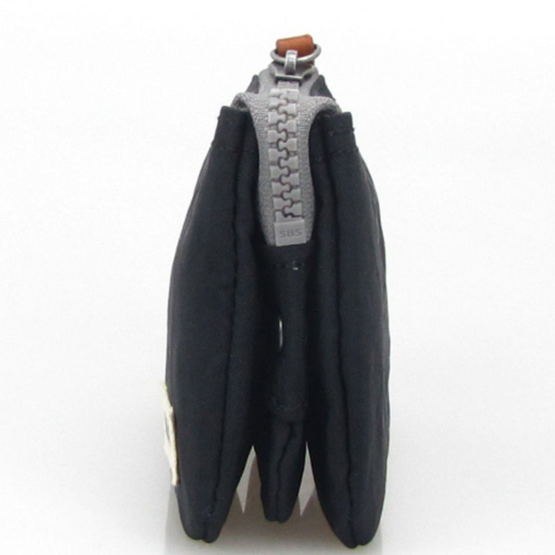 (a) Roka Jet Black Three Section Coin Card Wallet Vegan Sustainable Pr ...