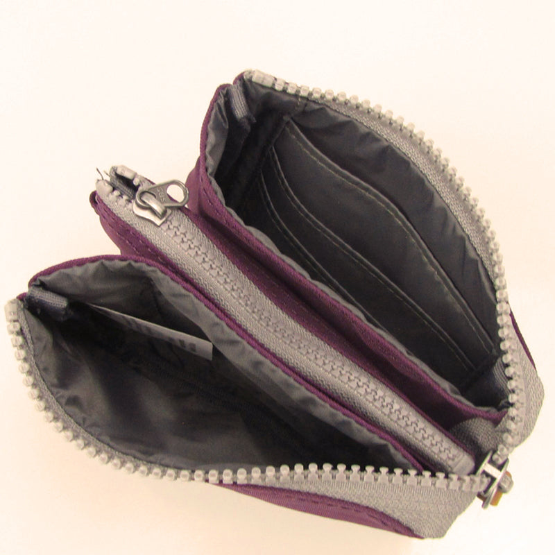 (a2) Roka Plum Three Section Coin Card Wallet Vegan Sustainable Produc ...