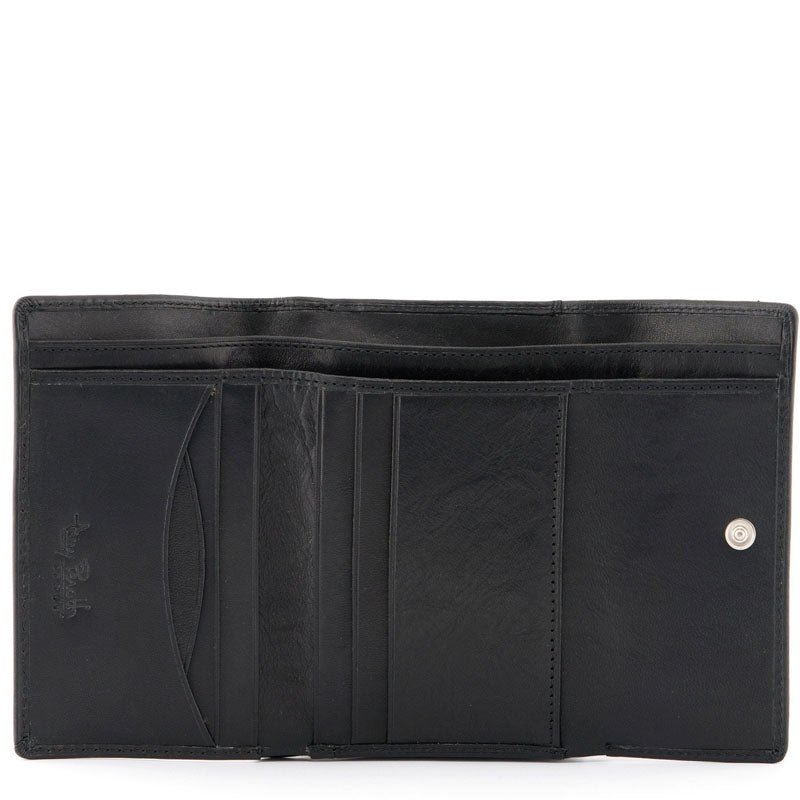 Your Bag Heaven Premium Leather Black Clip Fastening Front Flap Purse