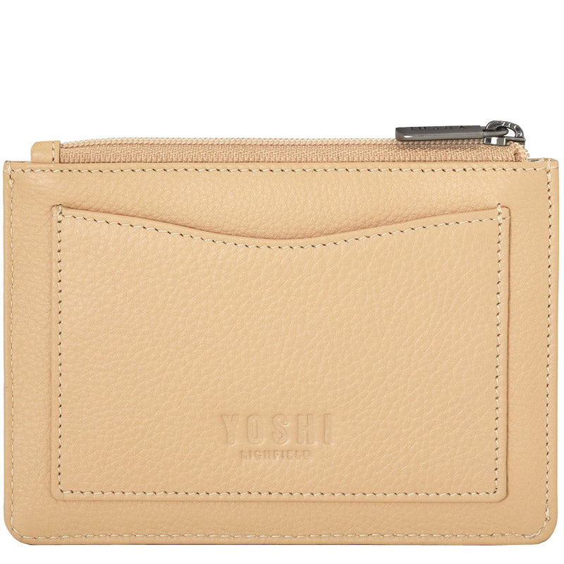 a2 Yoshi Beige Soft Leather Coin Card Purse