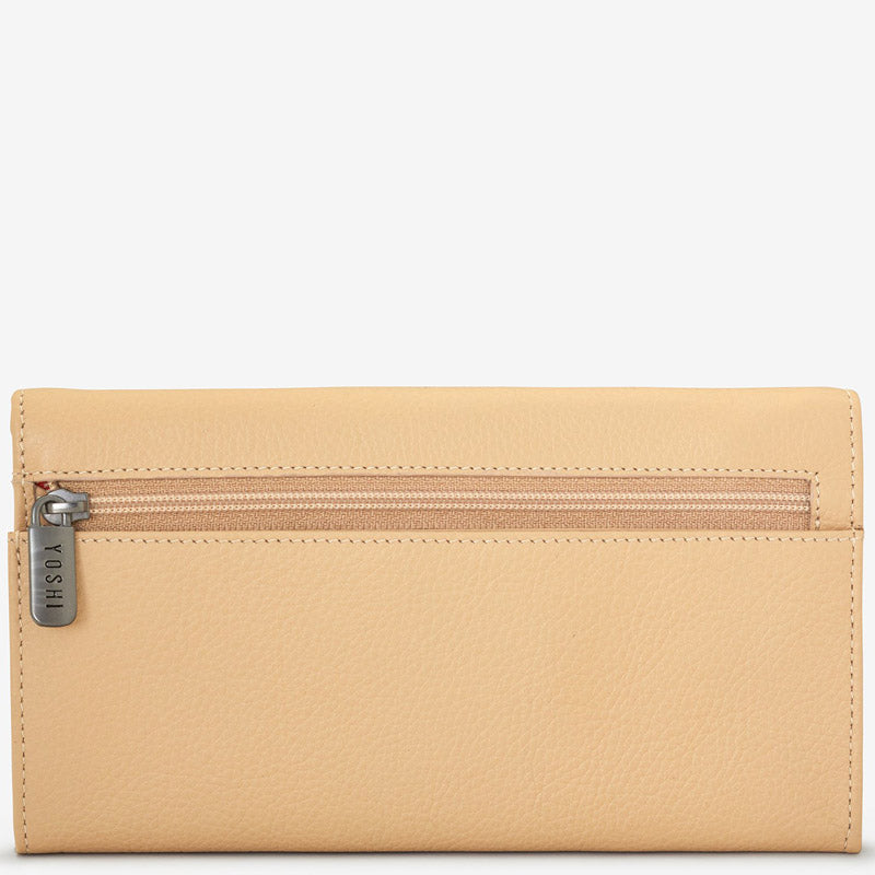 a2 Yoshi Beige Multi Soft Leather Front Flap Purse