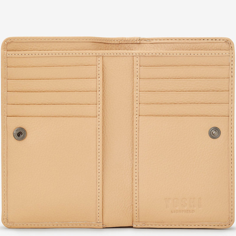 a2 Yoshi Beige Soft Leather Front Flap Purse
