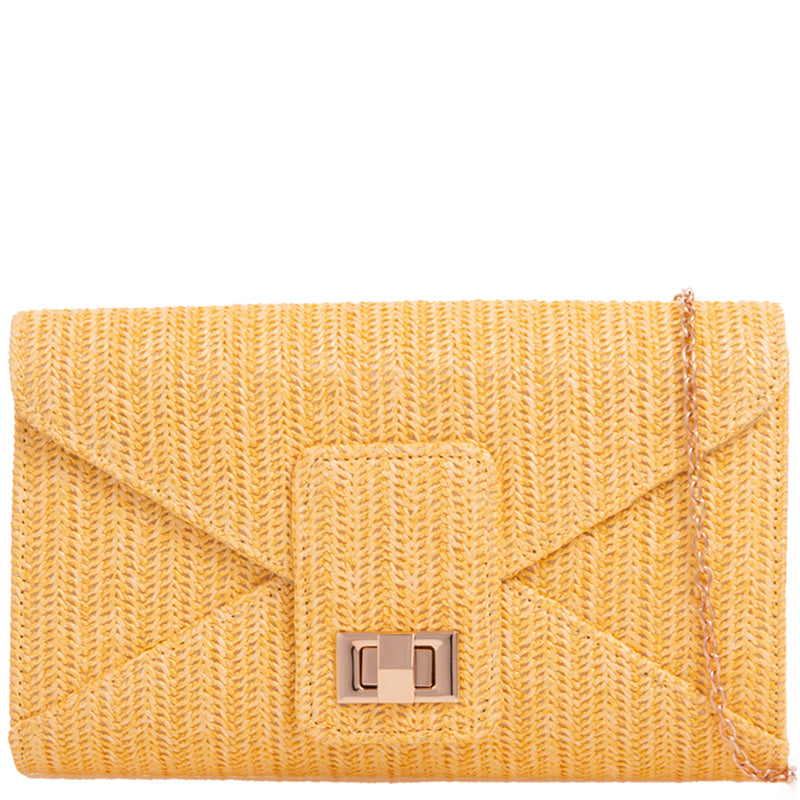 (a) Your Bag Heaven Non Leather Yellow Clutch Evening Shoulder Bag