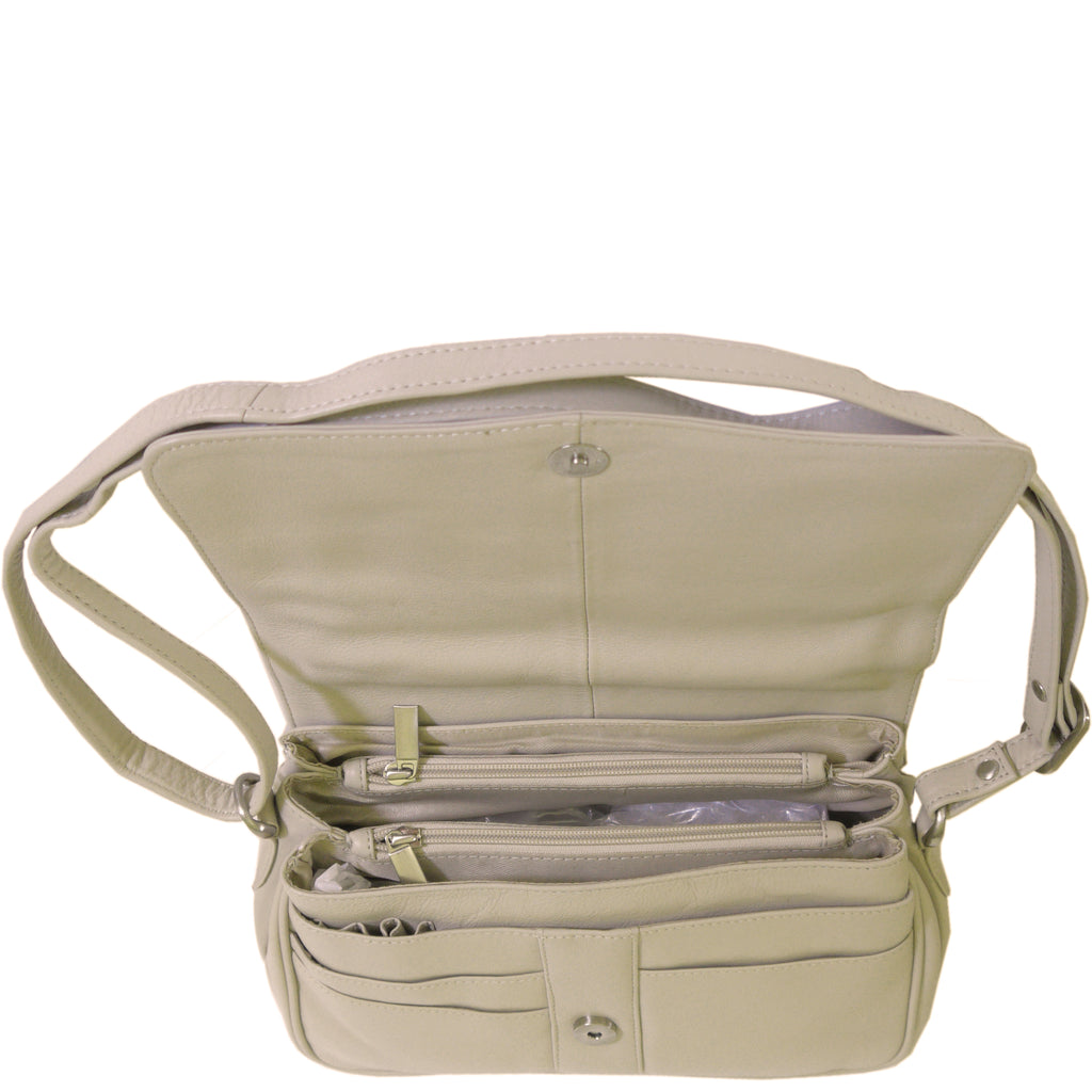 Premium Leather Cream Crossbody Shoulder Bag