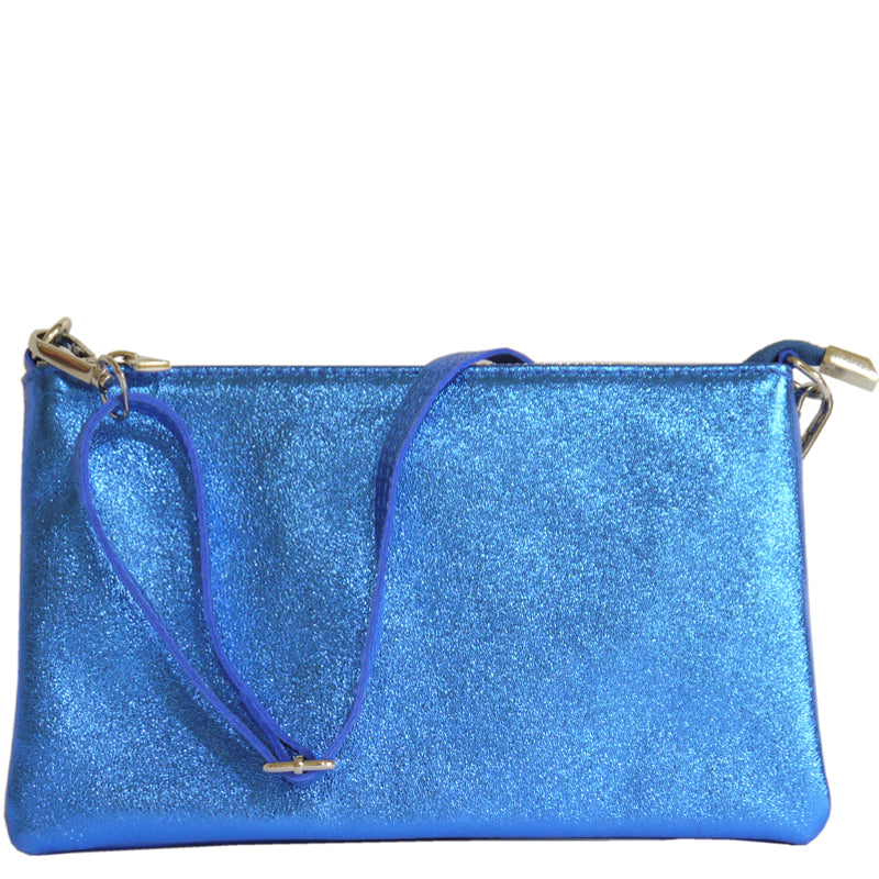 (a1a) Your Bag Heaven Metallic Royal Blue Crossbody Shoulder Bag