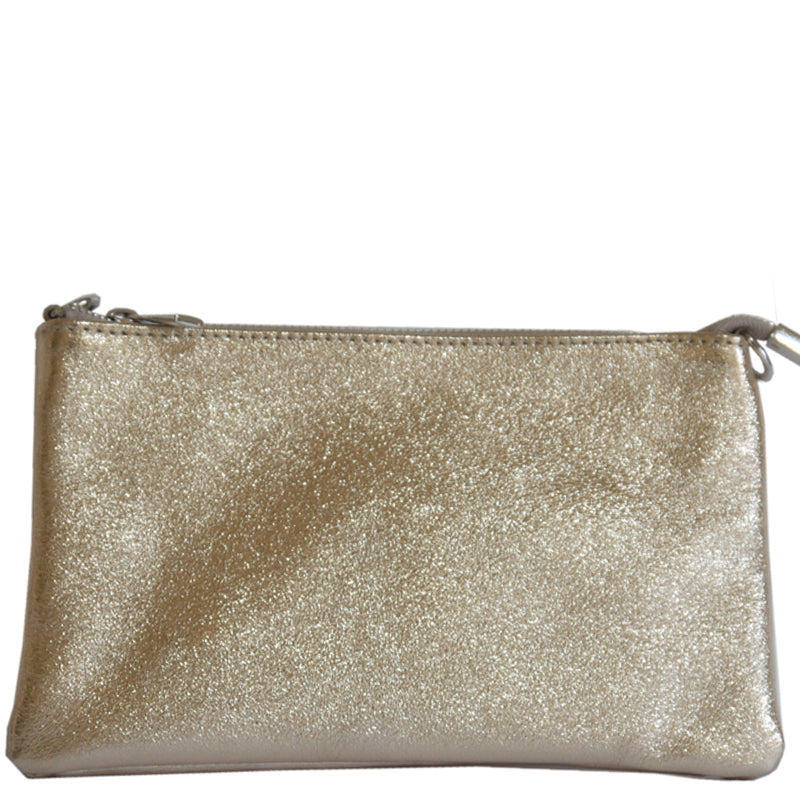 (a) Your Bag Heaven Metallic Bronze Clutch Crossbody Shoulder Bag