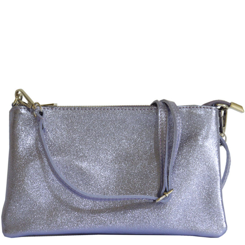 (a1a) Your Bag Heaven Metallic Lilac Crossbody Shoulder Bag
