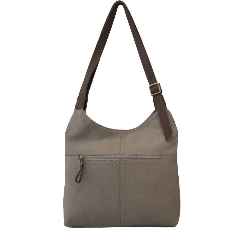 (a1) Bolla Leather Grey Cognac Shoulder Hobo Bag