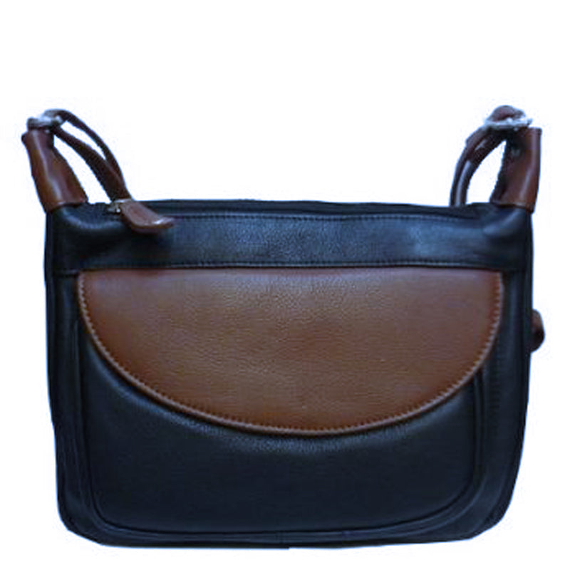 (a6) Bolla Leather Navy Cognac Crossbody Bag Shoulder Bag