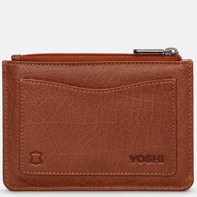 a3 Yoshi Brown Leather Tweed Coin Card Purse