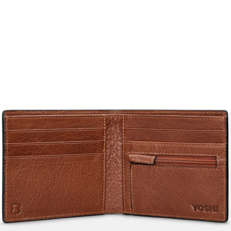 a3 Yoshi Brown Leather Tweed Mens Wallet