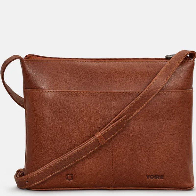 a2 Yoshi Brown Multi Soft Leather Crossbody Shoulder Bag
