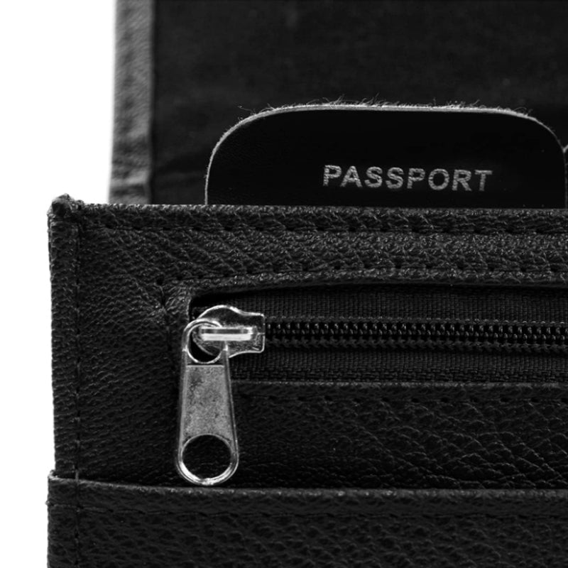 Yoshi Black Leather Men's Ladies Travel Wallet