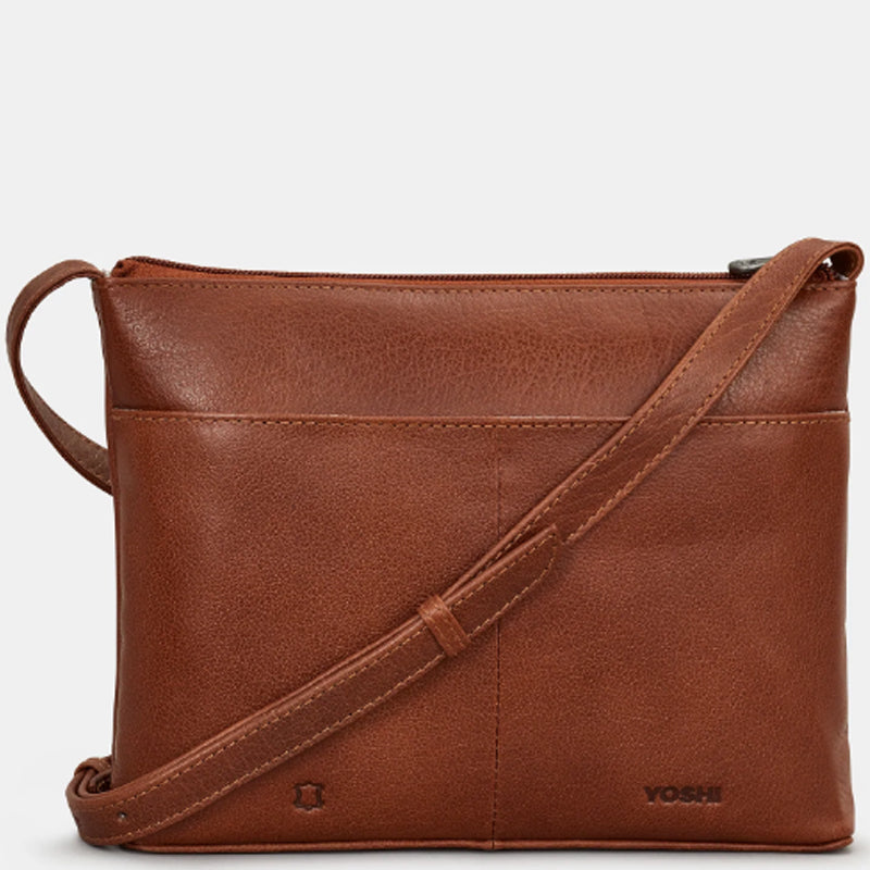 Yoshi (a1) Brown Leather tweed Crossbody Shoulder Bag