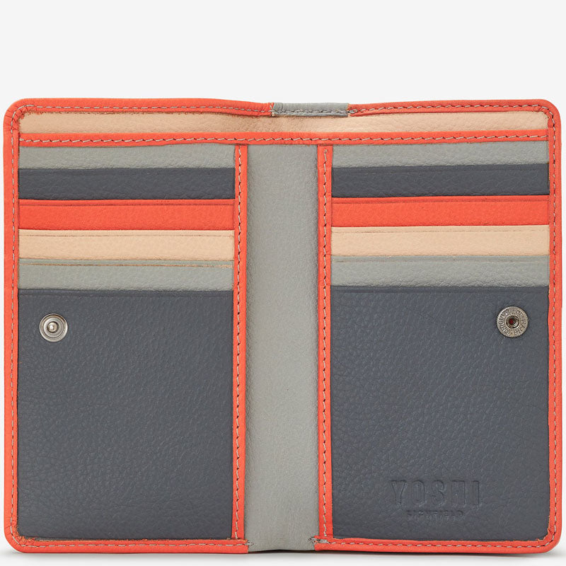 Yoshi (c4) Coral Multi Coloured Leather Front Flap Purse