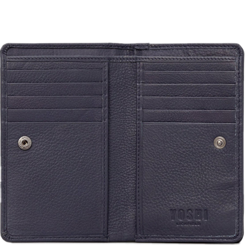 a2 Yoshi Navy Blue Soft Leather Front Flap Purse